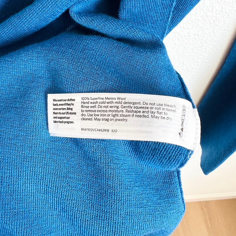 Eileen Fisher Blue Open Front 100% Superfine Merino Wool Women’s XS - Picture 6 of 6